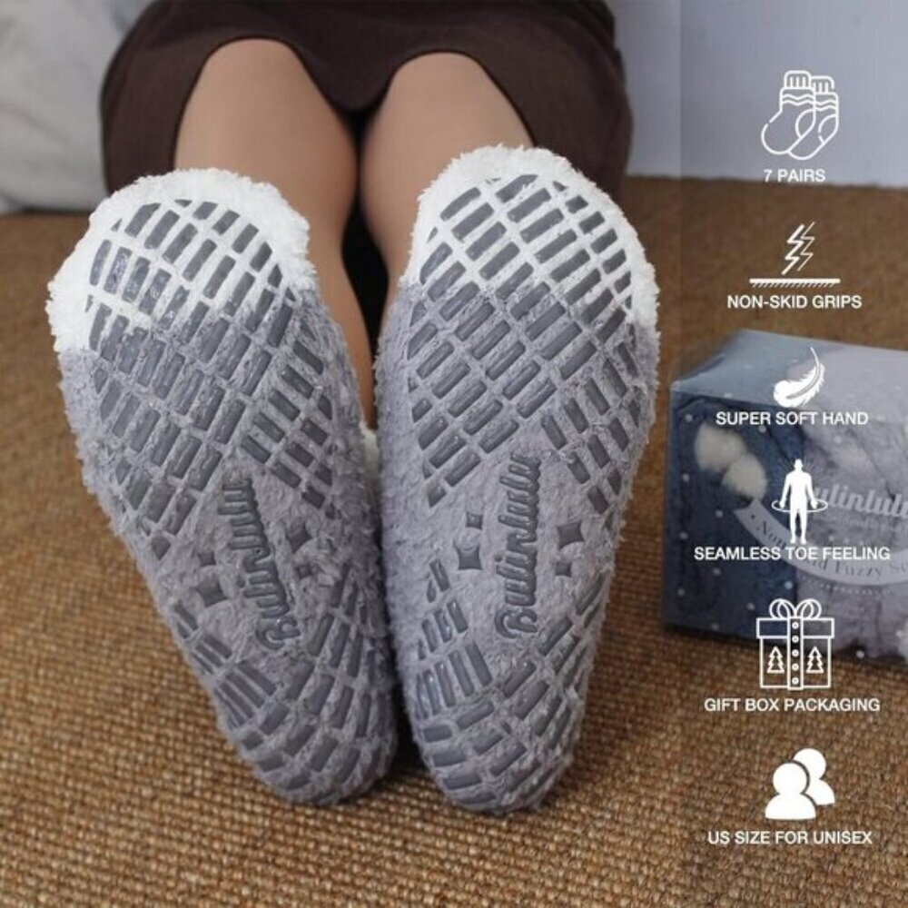 Women’s Fuzzy Socks with Grips – Soft, Cozy, Warm & Non-Slip Winter Slipper So - Picture 6 of 7